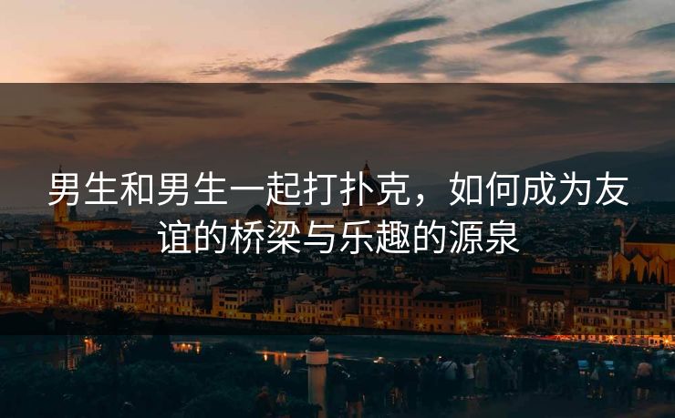 男生和男生一起打扑克，如何成为友谊的桥梁与乐趣的源泉