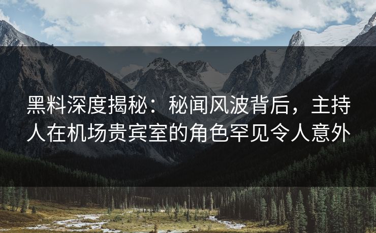 黑料深度揭秘：秘闻风波背后，主持人在机场贵宾室的角色罕见令人意外
